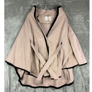 Jacques Vert Wool Cashmere Blend Cape Wrap Blush Pink Black Trim Small Medium